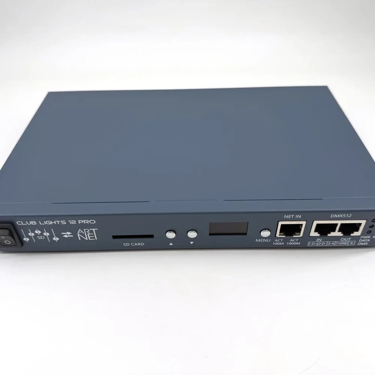 12-port Art-Net DMX controller with multiple port outputs wired to LED strip zones
