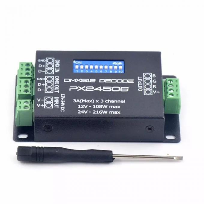 PX24506 DMX LED Controller , Dmx 512 Decoder Rgb LED Controller 12V 24V 0