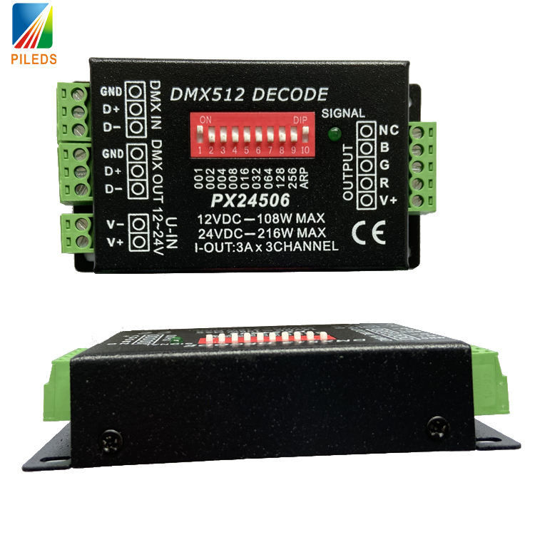 PX24506 DMX LED Controller , Dmx 512 Decoder Rgb LED Controller 12V 24V